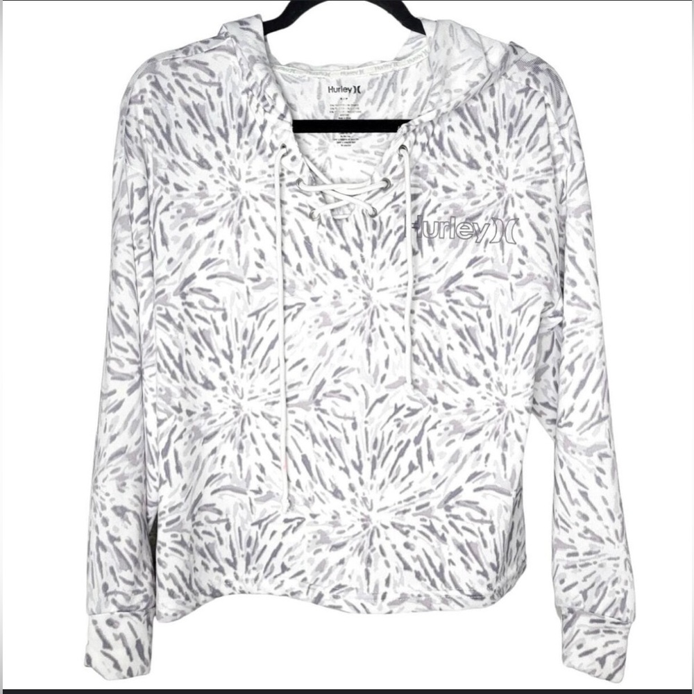 Hurley Women’s Lightweight Lace Up Hooded Long Sleeve Top